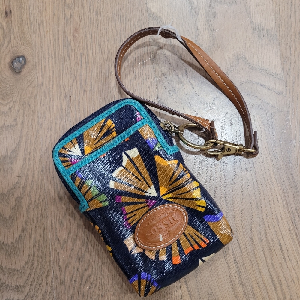 Fossil Wristlet Wallet Coated Canvas Credit Card … - image 1